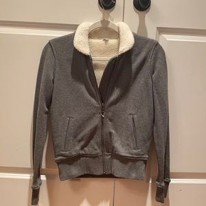 James Perse Sherpa Fleece Bomber Jacket in Gray